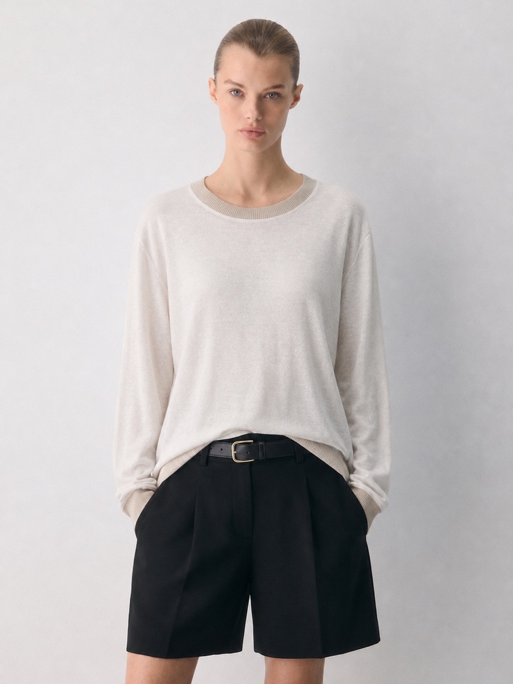 Aritzia Wilfred Cream High Low Sweater Size Small Quiet Luxury Old Money Preppy